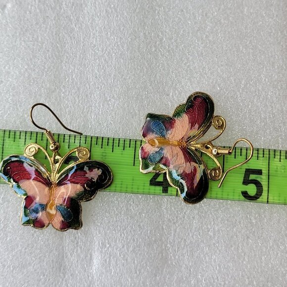 Enamel Butterfly Earrings Colorful Butterfly Earrings - Picture 7 of 12